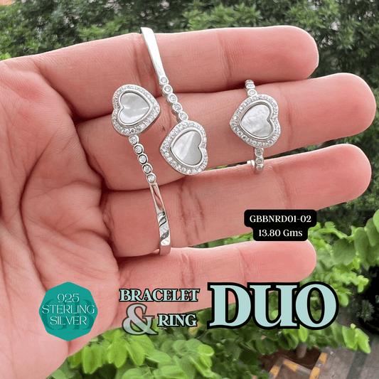 DUO - Bracelet + Ring Set | GBBNRD01 - 02 - Glambug 925 Silver Jewellery