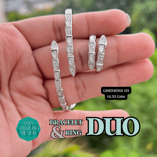 DUO - Bracelet + Ring Set | GBBNRD01 - 03 - Glambug 925 Silver Jewellery