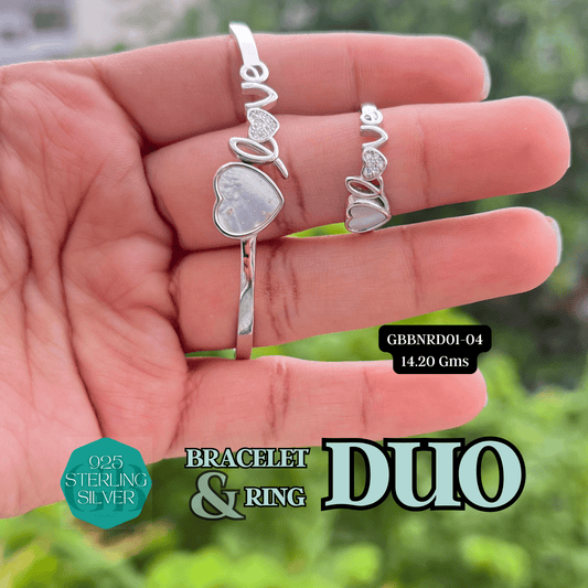 DUO - Bracelet + Ring Set | GBBNRD01 - 04 - Glambug 925 Silver Jewellery