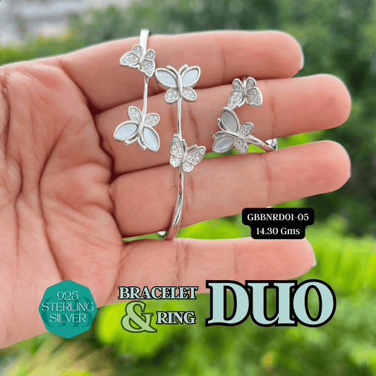 DUO - Bracelet + Ring Set | GBBNRD01 - 05 - Glambug 925 Silver Jewellery