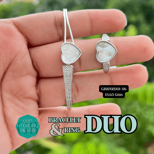 DUO - Bracelet + Ring Set | GBBNRD01 - 06 - Glambug 925 Silver Jewellery