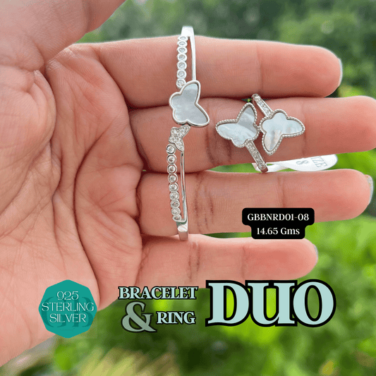 DUO - Bracelet + Ring Set | GBBNRD01 - 08 - Glambug 925 Silver Jewellery