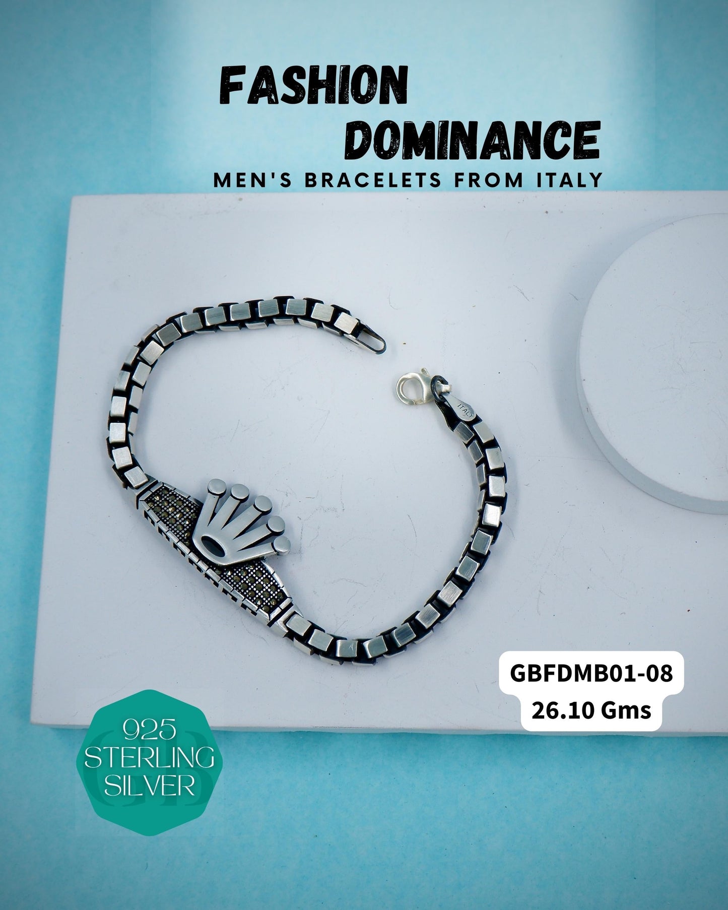 Fashion Dominance - Bracelets from ITALY | GBFDMB01 | ITALIAN SILVER BRACELET - Glambug 925 Silver Jewellery