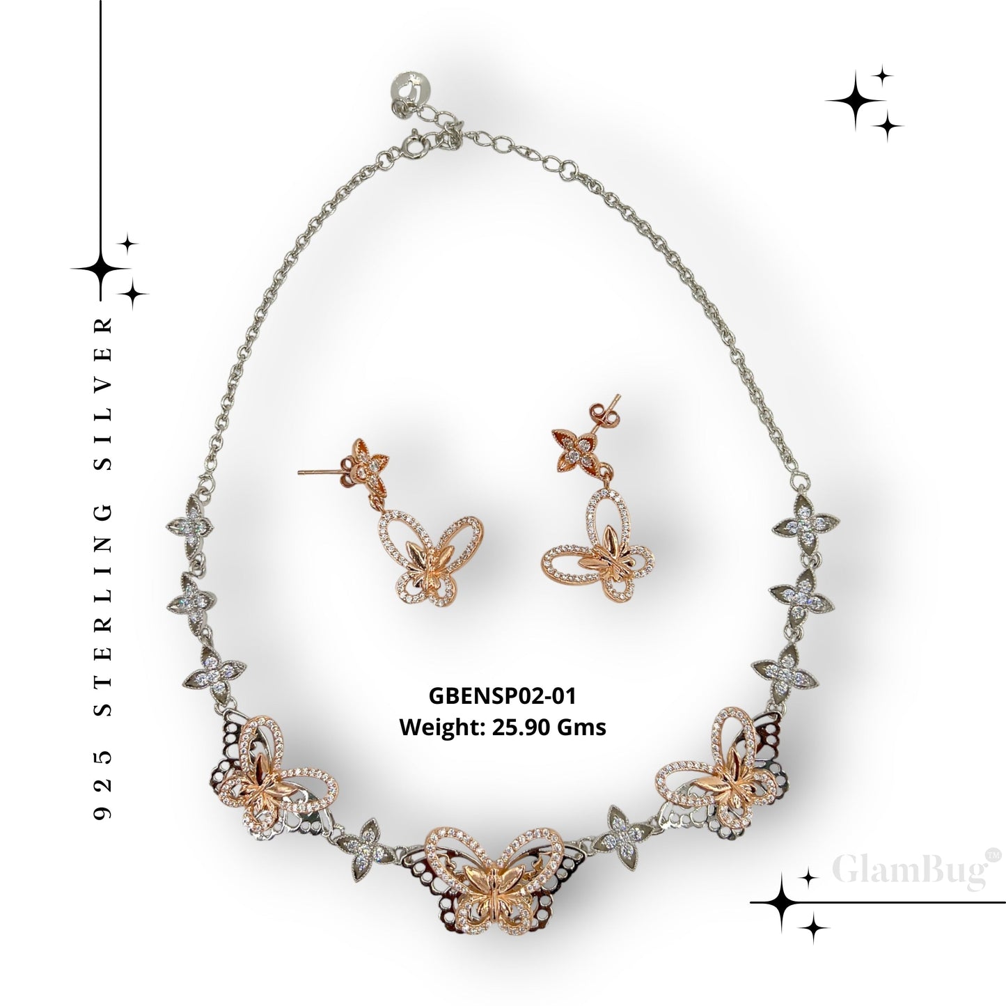 GlamBug 925 Silver - Butterfly-Inspired Necklace | 925 Silver | GBENSP02-01 - Glambug 925 Silver Jewellery