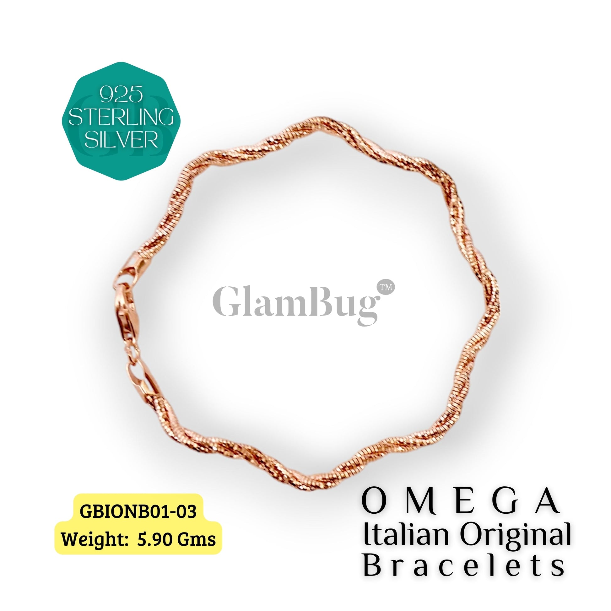 GlamBug 925 Sterling Silver | Luxury Premium Bracelets | OMEGA Italian Layered Bracelet | GBIONB01-03 - Glambug 925 Silver Jewellery