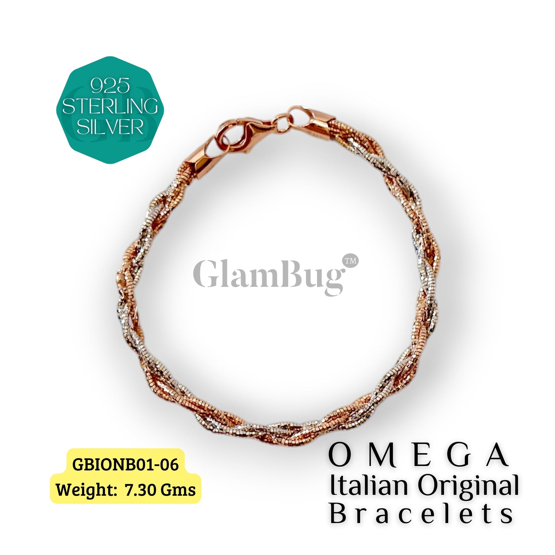 GlamBug 925 Sterling Silver | Luxury Premium Bracelets | OMEGA Italian Layered Bracelet | GBIONB01-06 - Glambug 925 Silver Jewellery