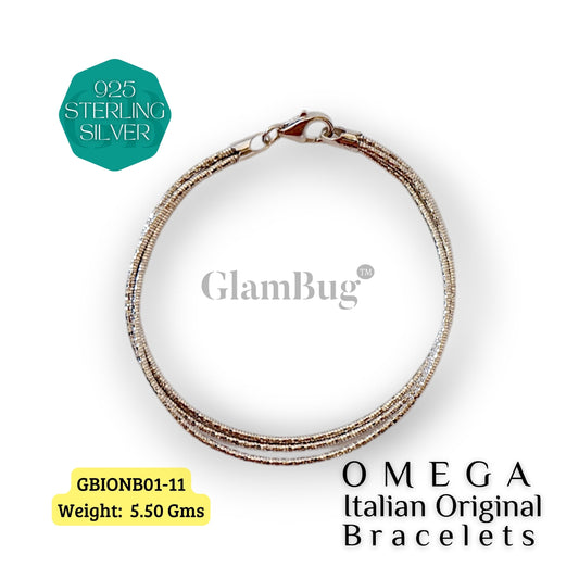 GlamBug 925 Sterling Silver | Luxury Premium Bracelets | OMEGA Italian Layered Bracelet | GBIONB01-11 - Glambug 925 Silver Jewellery