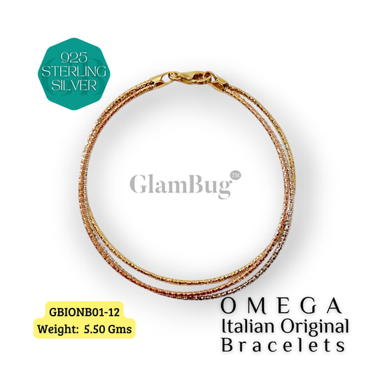 GlamBug 925 Sterling Silver | Luxury Premium Bracelets | OMEGA Italian Layered Bracelet | GBIONB01-12 - Glambug 925 Silver Jewellery