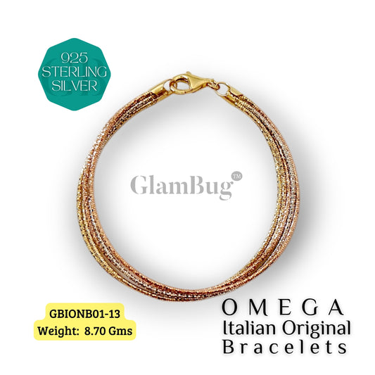 GlamBug 925 Sterling Silver | Luxury Premium Bracelets | OMEGA Italian Layered Bracelet | GBIONB01-13 - Glambug 925 Silver Jewellery
