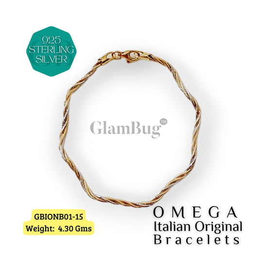 GlamBug 925 Sterling Silver | Luxury Premium Bracelets | OMEGA Italian Layered Bracelet | GBIONB01-15 - Glambug 925 Silver Jewellery