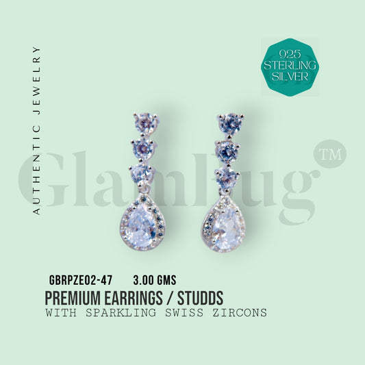 GlamBug 925 Sterling Silver | Luxury Premium Earrings | Swiss Zircon Studded | GBRPZE02-47 - Glambug 925 Silver Jewellery