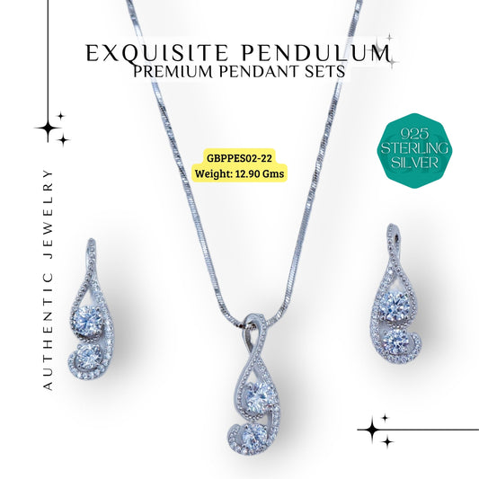 GlamBug 925 Sterling Silver | Luxury Premium Pendant set with Chain | Premium Zircon Studded | GBPPES02-22 - Glambug 925 Silver Jewellery