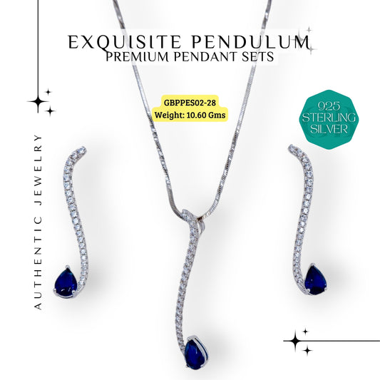 GlamBug 925 Sterling Silver | Luxury Premium Pendant set with Chain | Premium Zircon Studded | GBPPES02-28 - Glambug 925 Silver Jewellery