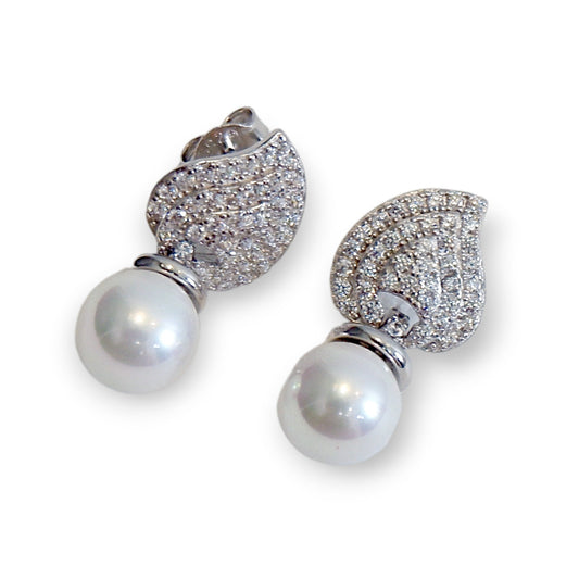 Premium pearl earrings | leaf Inspired | GlamBug 925 Sterling Silver | GBRPPE01-07 - Glambug 925 Silver Jewellery