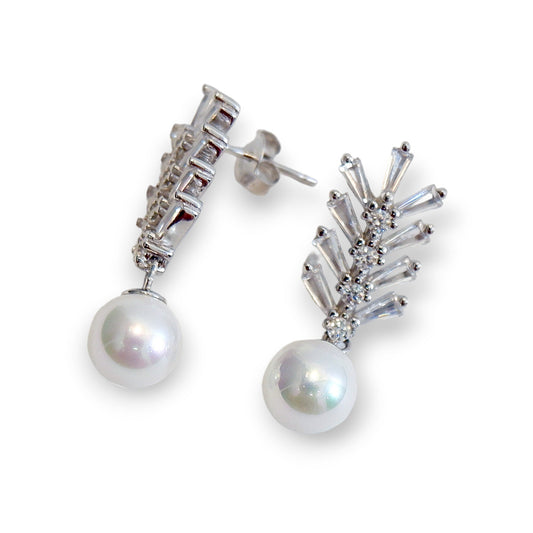 Premium pearl earrings | leaf Inspired | GlamBug 925 Sterling Silver | GBRPPE01-09 - Glambug 925 Silver Jewellery